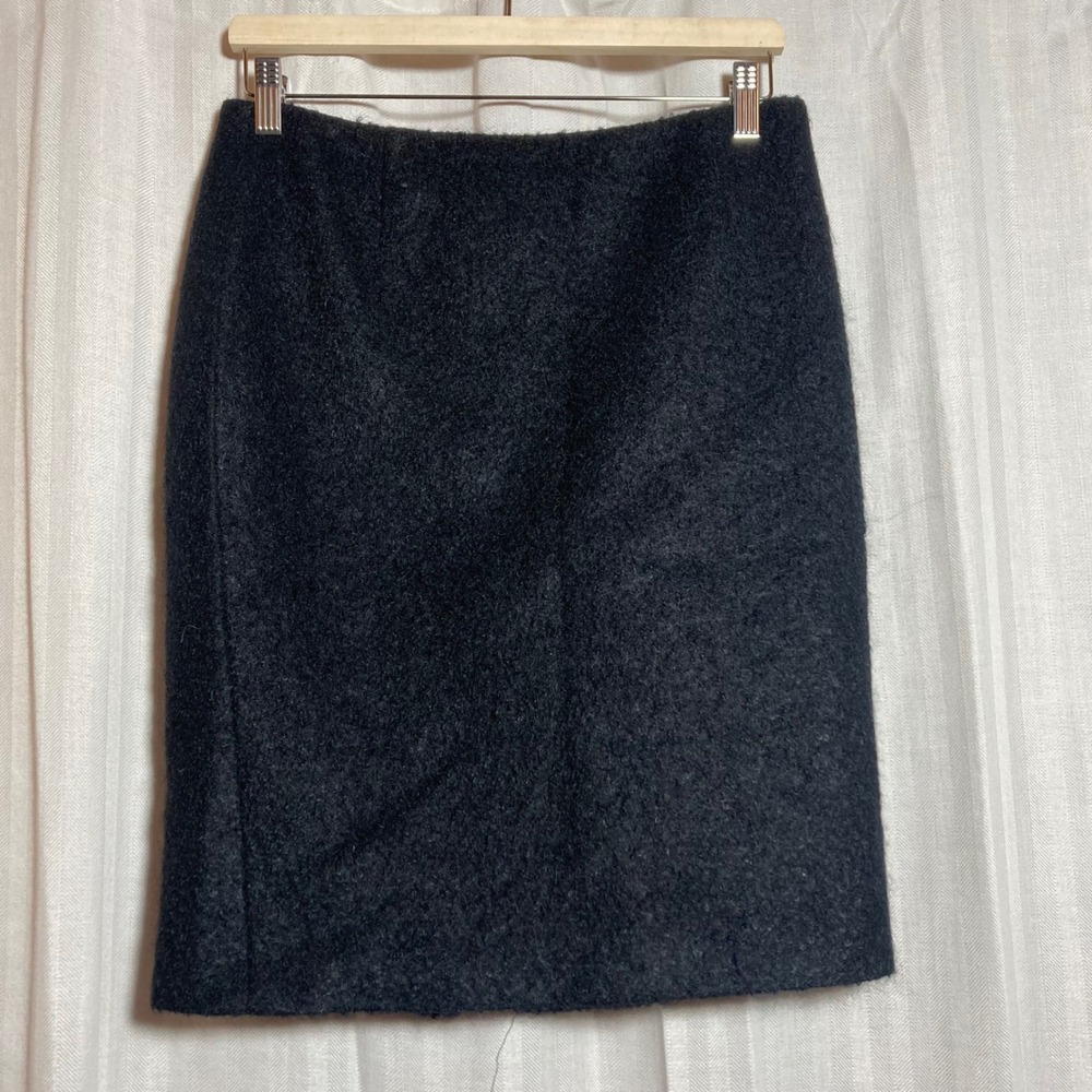 Strenesse Gabriele Strehle Charcoal Black Gray Virgin Wool Mohair Pencil Skirt 6